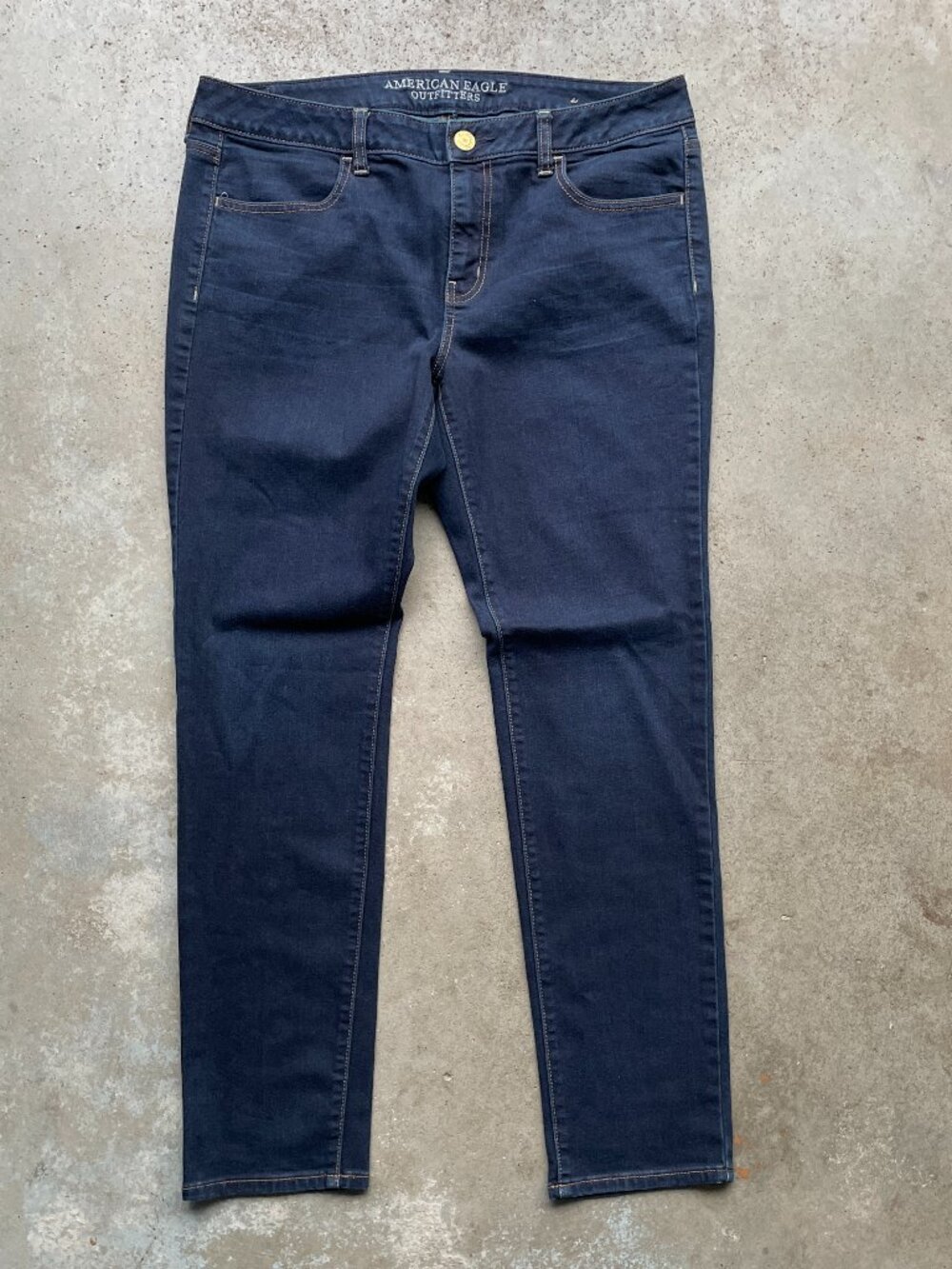 American Eagle Jegging Jeans Stretch Denim Size 14 Dark Blue Mid Rise